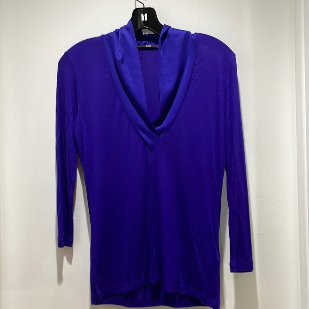 Hugo Boss Cowl Neck Long Sleeve Top in Vibrant Royal Purple